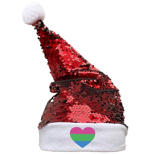 Huuraa Nikolausmütze Polysexuell Pride Flagge LGBTQ Herz Geschenk Pailletten Rot/Weiß Filz Polysexuell Pride Flagge Mitbringsel von Huuraa