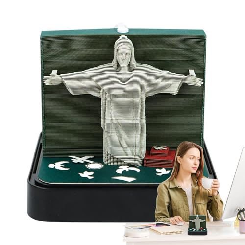 Calendar 2025, Jesus Mountain Paper Sculpture, Art Memo Pad, 3.86x3.86in Carving Art Tear-Away Scheduler, Religious Table Decor and Inspirational Gift von Huvqianu