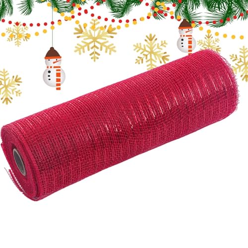 Drahtband für Weihnachten, Netzkranz, Weihnachtsbaumband, exquisites Girlandenband, Hochzeits-Meshband, Weihnachten, 25,4 cm x 9 m, exquisites Weihnachtsbaumband für, Hochzeitsgirlande von Huvqianu