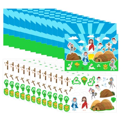 Easter Scene Stickers, 12X Easter Game Sticker, 8.27x5.71in Make Your Own Eastern Jesus Scene, Bible-Themed Indoor Activities, Fun Religious Games for Kids von Huvqianu