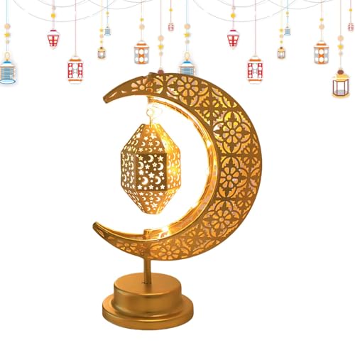 Huvqianu Decoration Light, Rotatable Desktop Moon Shaped Lamp, 10.24x6.7in Battery Powered Holiday Light, Decorative Middle Eastern Style for Home, School, Hotel & Farmhouse Decor von Huvqianu