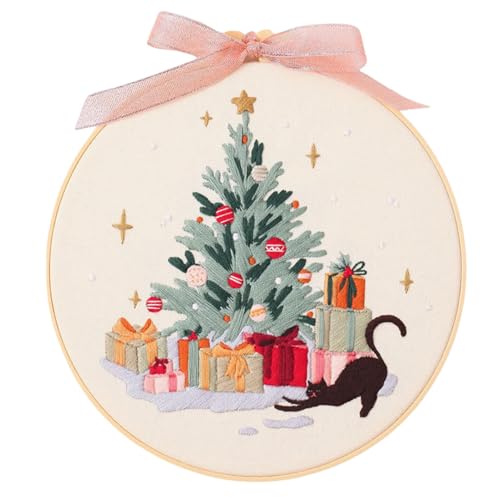 Huvqianu Festive Stitching Kit for Adults, Christmas Embroidery Pattern Kit, Christmas Craft Kit for Adults, Embroidery Craft Set for Beginners, Complete Stitching Set for Festive Projects von Huvqianu