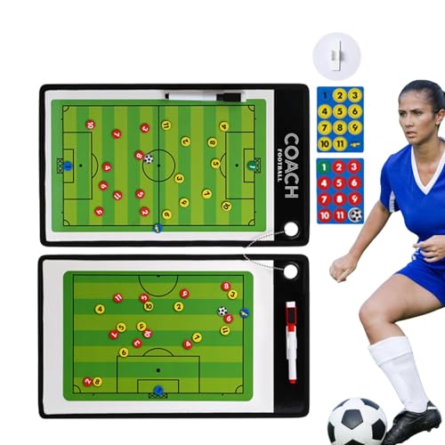 Huvqianu Fußball-Trainingstafel, Fußball-Klemmbrett-Set, 38 x 23 cm, tragbares Coachingboard Markerstift, magnetische Teile, ideal für Trainer, Teamstrategie und Trainingseinheiten von Huvqianu