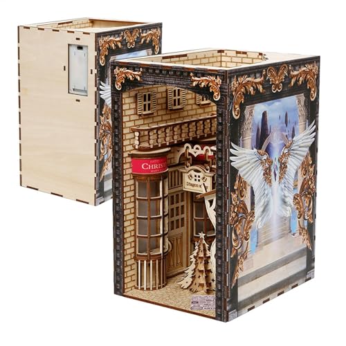 Huvqianu Miniatur-Buchecken-Set, kreatives 3D-Puzzle-Büchecken-Set mit LED-Licht – dekoratives Bücherregal-Dekor aus Holz für Familie, Freunde, Kollegen von Huvqianu