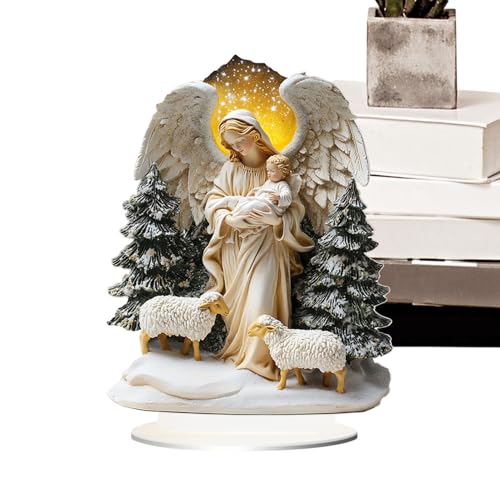 Huvqianu Nativity Christmas Table Decorations, Mother Mary and Jesus Decor, 7.87x6.02in 2D Acrylic Festival Table Sign, Party Tabletop Ornament, Home Art Craft Decoration von Huvqianu