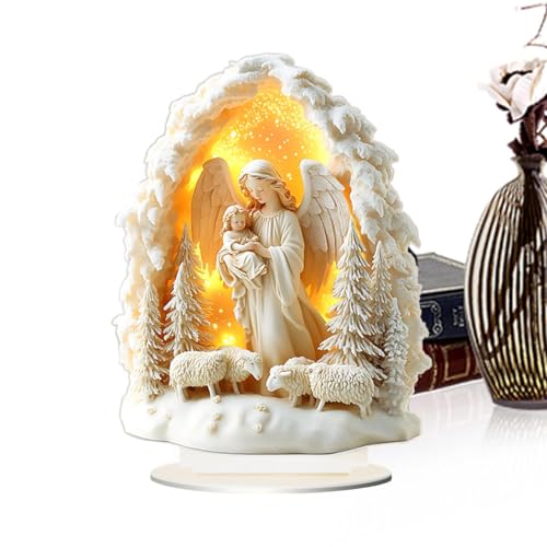 Huvqianu Nativity Christmas Table Decorations, Mother Mary and Jesus Decor, 7.87x6.02in 2D Acrylic Festival Table Sign, Party Tabletop Ornament, Home Art Craft Decoration von Huvqianu