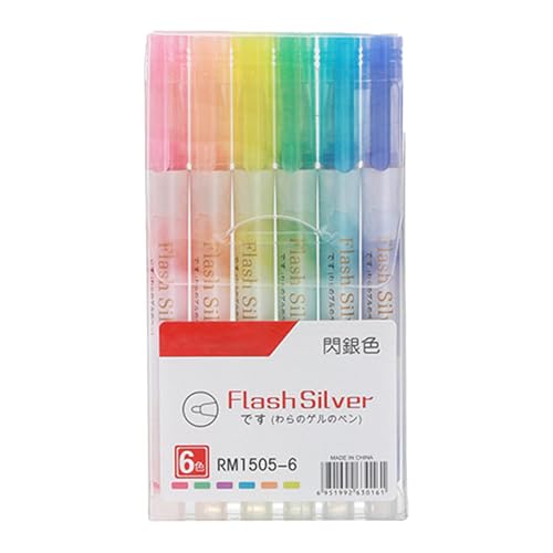 Huvqianu Textmarker Ästhetisch,Glitzerstift | 6X Highlighters Schimmermarker,Glitzer-Gelstifte, Schulbedarf. Multifunktionale ästhetische Marker zum Zeichnen, Kunst von Huvqianu