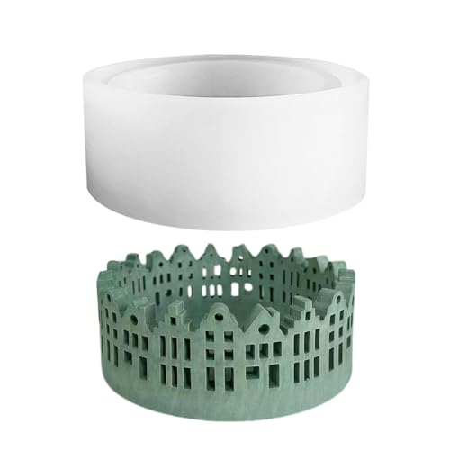 Silicone Candle Holder Mold, Hollow House Pattern Tea Light Candle Holder, Round Hollow House Silicone Candle Holder, Mold Castle Storage Tray, 3d Mold for Art and Home Table Decoration von Huvqianu