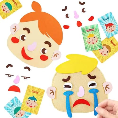 Social Emotional Learning Toy, Felt Funny Making Faces Kit, Changeable Expressions Toy, Smooth Edged Emotion Faces for Car, Outdoors, Home, School, Park, Kids Emotional Development Tool von Huvqianu