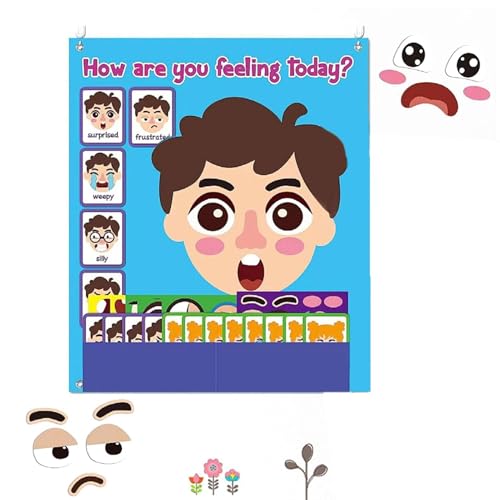 Social Emotional Learning Toy, Felt Funny Making Faces Kit, Changeable Expressions Toy, Smooth Edged Emotion Faces for Car, Outdoors, Home, School, Park, Kids Emotional Development Tool von Huvqianu