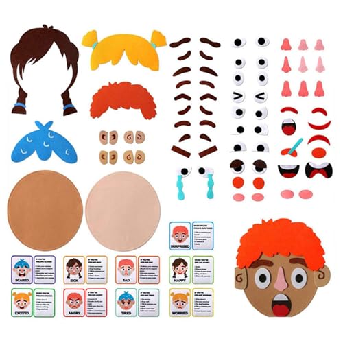 Social Emotional Learning Toy, Felt Funny Making Faces Kit, Changeable Expressions Toy, Smooth Edged Emotion Faces for Car, Outdoors, Home, School, Park, Kids Emotional Development Tool von Huvqianu