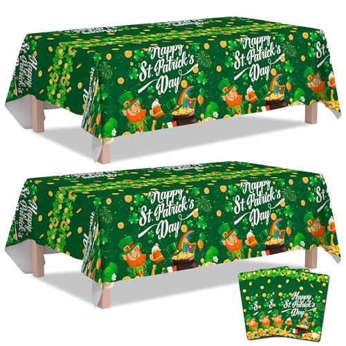 St Patrick's Day Tischdecke, 3 Pcs St. Patrick's Day Party-Tischdecke - Irland Grün Tischdecke, Tischdecke zum St Patricks Day & Lucky Kleeblatt Tischdecken für St. Patrick's Day-Party-Dekorationen von Huxolynifty