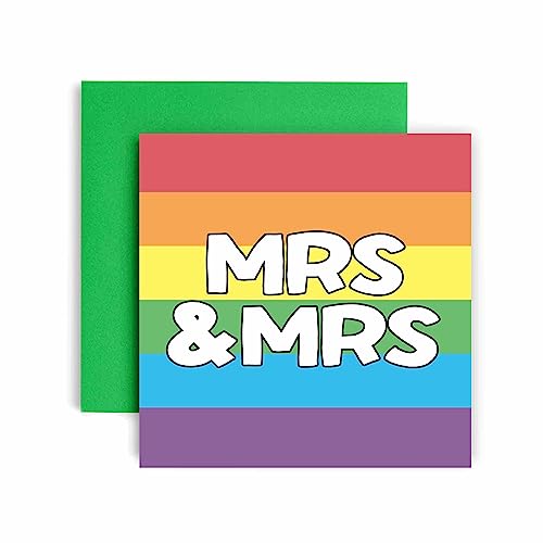 Huxters Lesbische Hochzeit Regenbogen 'Congratulations Mrs and Mrs' Lesben Hochzeit Geschenke Glückwunsch Hochzeit Karte – Hochzeitsgeschenke für Paare – Grußkarte, Hochzeitskarte – Stolz Hochzeit von Huxters