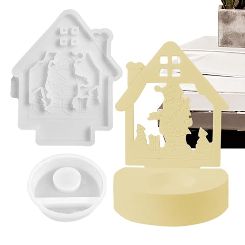 3D Silikonform Haus Silikonform Silikonformen Gießformen Kerzenhalter, Weihnachtskerzenform – Seifenherstellungsmod Für Weihnachtsdekorationen, Weihnachtsmann-Kerzenform, Tragbar Für Kerzen Aus Epoxid von Huyeruie