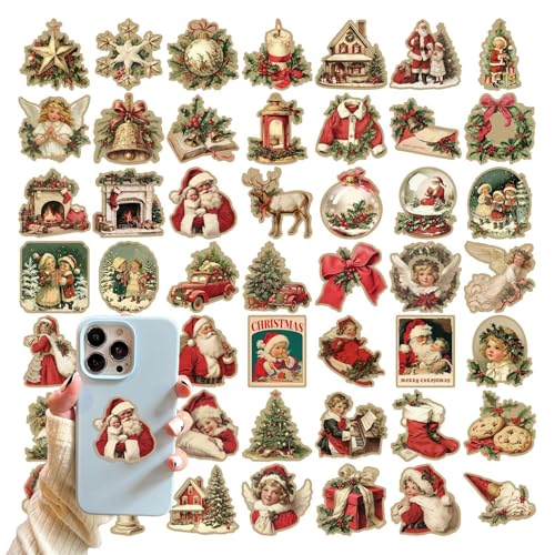 Weihnachts-Fensteraufkleber – Rub-on-Transferaufkleber Weihnachten | Aufkleber Zum Thema Weihnachten | Scrapbooking-Transferaufkleber | Wasserfeste Vintage-Aufkleber, 50 X Aufkleber Für Möbel, Fenster von Huyeruie