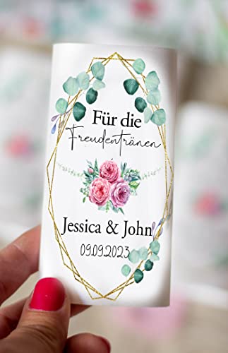 Freudentränen mit Taschentücher Hochzeit Gastgeschenke Personalsiert (Schön.dass du da bist - 50 x Set) von Hwart