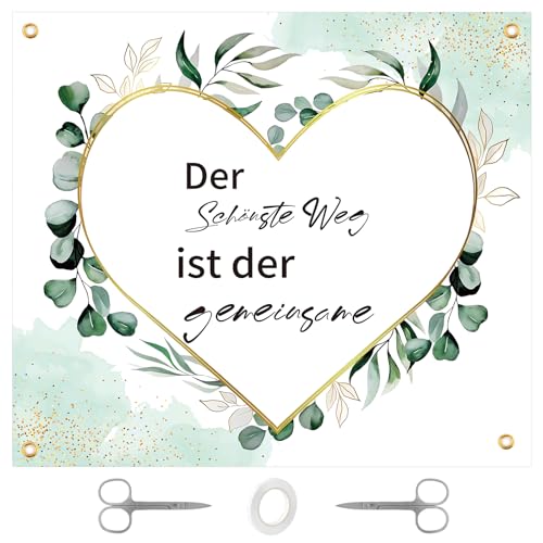 Hochzeitsherz zum Ausschneiden,Hochzeitslaken zum Ausschneiden,Hochzeitsbanner mit 2 Scheren,Schöne Hochzeitsdeko,Hochzeitsspiele für Das Brautpaar Nur Handwäsche Spannbettlaken (Green) von HweeWanX