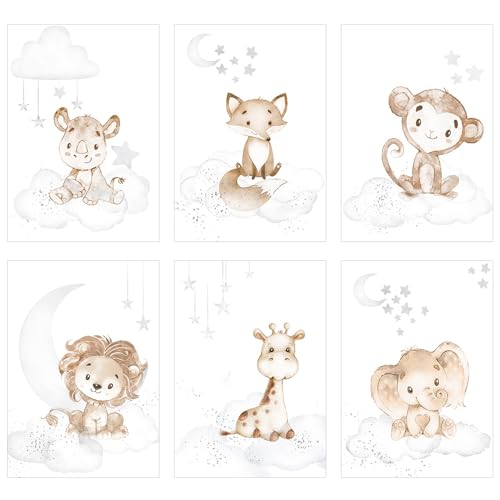 Hwtcjx Poster Kinderzimmer, 6er Set Bilder Kinderzimmer, Bilder Babyzimmer Mädchen, Deko Bilder Kinderzimmer Mädchen und Jungen, Wandbilder Wandposter Premium, Babyzimmer Deko - 20 x 30 cm (A) von Hwtcjx