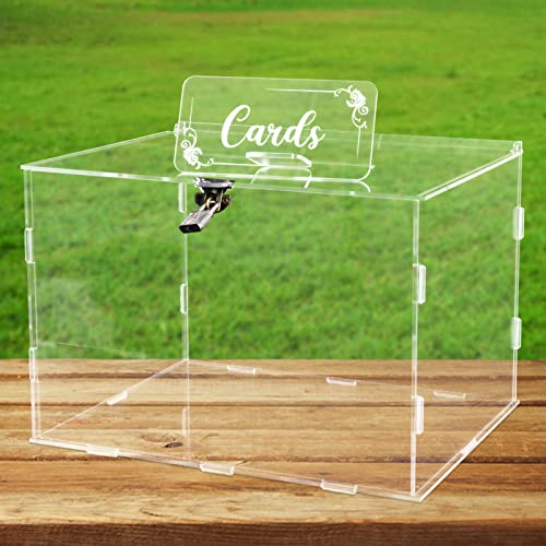 Hochzeitskartenbox, rechteckig, Acryl, transparent, DIY-Kartenboxen mit Schloss, Geschenkkarten-Box, Spardosenhalter für Hochzeit, Empfang, Jahrestag, Party, Abschlussdekoration (31 x 23.6 x 21.1 cm) von Hxezoc