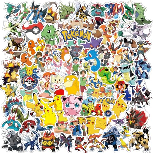 100 Stück Sticker Set, Pocket Monster Graffiti Aufkleber Kinder, Wasserfest Sticker für Mädchen Jungen Koffer Skateboard Laptop Kühlschrank Fahrräder DIY Scrapbooking Spielzeug Deko Kindergeburtstag von Hxleucry