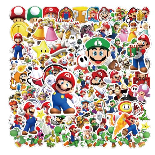 100 Stück Sticker Set, Mario Graffiti Aufkleber Kinder, Wasserfest Stickers für Mädchen Jungen Koffer Skateboard Laptop Kühlschrank Fahrräder DIY Scrapbooking Spielzeug Deko Kindergeburtstag von Hxleucry