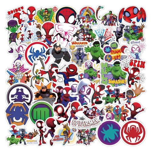 51 Stück Sticker Set, Spiderman Aufkleber Kinder, Wasserfest Stickers für Mädchen Jungen Koffer Skateboard Laptop Kühlschrank Fahrräder DIY Scrapbooking Spielzeug Deko Kindergeburtstag von Hxleucry