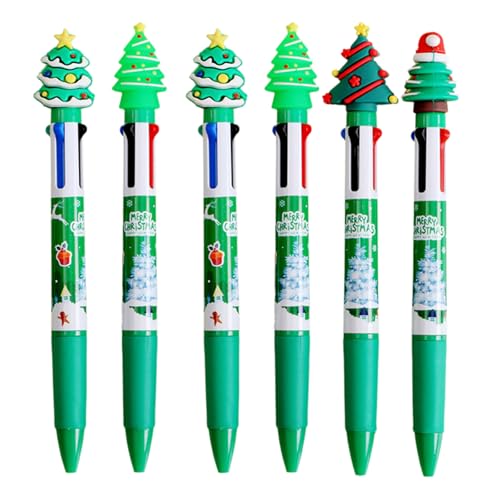 6 Stück 0,5 mm Shuttle Pen Mehrfarbiger Stift Weihnachten Kugelschreiber Schreibwerkzeug 4 in 1 Kugelschreiber Cartoon Stift von Hxyxbnhno