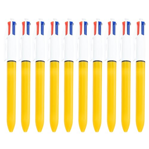 Mehrfarbiger Kugelschreiber, 4-farbig, einziehbar, 1,0 mm, Grün, Blau, Rötungen, Schwarz, für Büro, Schule, 10 Stück von Hxyxbnhno