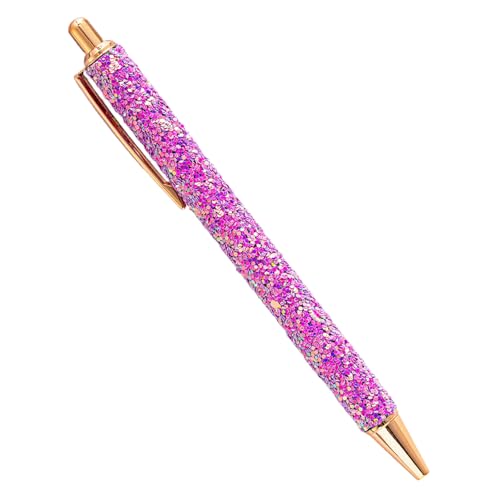 Stilvoller Kugelschreiber mit Pailletten, Journaling-Stift für Damen, Metall, einziehbarer Kugelschreiber, 1,0 mm, reibungsloses Schreiben zum Schreiben von Hxyxbnhno