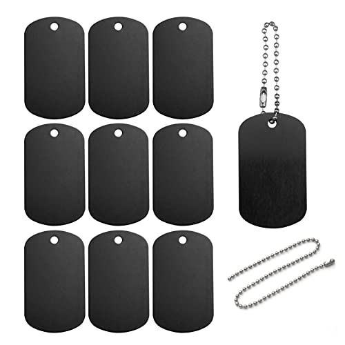 Hyakoz 25 Stück Blanko Schildform Anhänger Dog Tag Schwarz Hundemarken Personalisiert aus Aluminium Metall Anhänger Accessoires fur Erkennungsmarken Charms DIY Für Schmuckherstellung Und Handwerk von Hyakoz