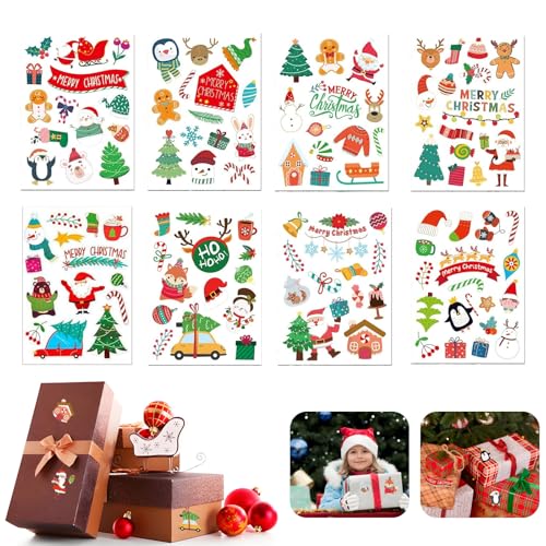 16 Blatt Weihnachtsstickers,Weihnachtsaufkleber,Weihnachten Geschenkaufkleber,Weihnachtsetiketten Selbstklebend,für Geschenktüten Weihnachtskarten von Hyfkjdm