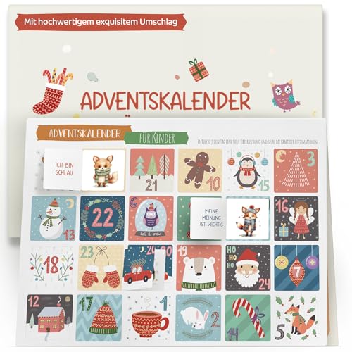 Adventskalender Karten Affirmation mit Türchen inkl. Briefumschlag | 24 positive Affirmationen für Kinder und Eltern| Weihnachtskarten Klappkarte Grußkarte | Selbstliebe Mut Familienritual 21x28cm von Hyggartn