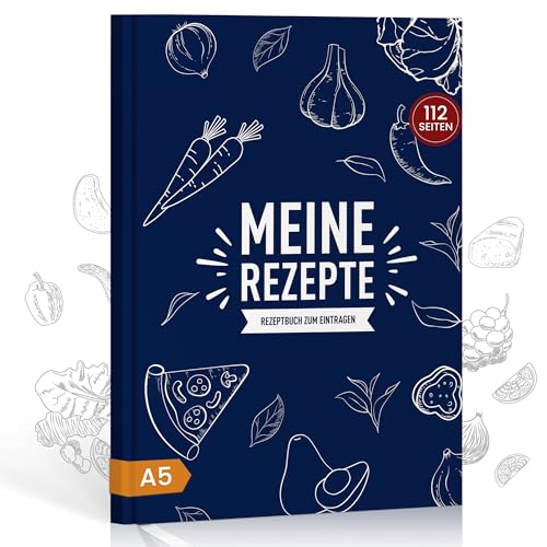 Rezeptbuch zum selber schreiben | Kochbuch selbst schreiben A5 mit Inhaltsverzeichnis & Hardcover, Fadenbindung, leeres DIY Rezepte Buch zum Ausfüllen 100 Rezepte, Backbuch schreiben, Küchengeschenke von Hyggartn