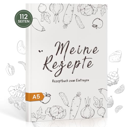 Rezeptbuch zum selber schreiben | Kochbuch selbst schreiben A5 mit Inhaltsverzeichnis & Hardcover, Fadenbindung, DIY Rezepte Buch zum Ausfüllen 100 Rezepte, Backbuch schreiben, Küchengeschenke Grau von Hyggartn