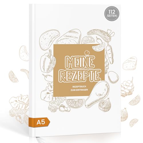 Rezeptbuch zum selber schreiben | Kochbuch selbst schreiben A5 mit Inhaltsverzeichnis & Hardcover, Fadenbindung, leeres DIY Rezepte Buch zum Ausfüllen 100 Rezepte, Backbuch schreiben, Küchengeschenke von Hyggartn