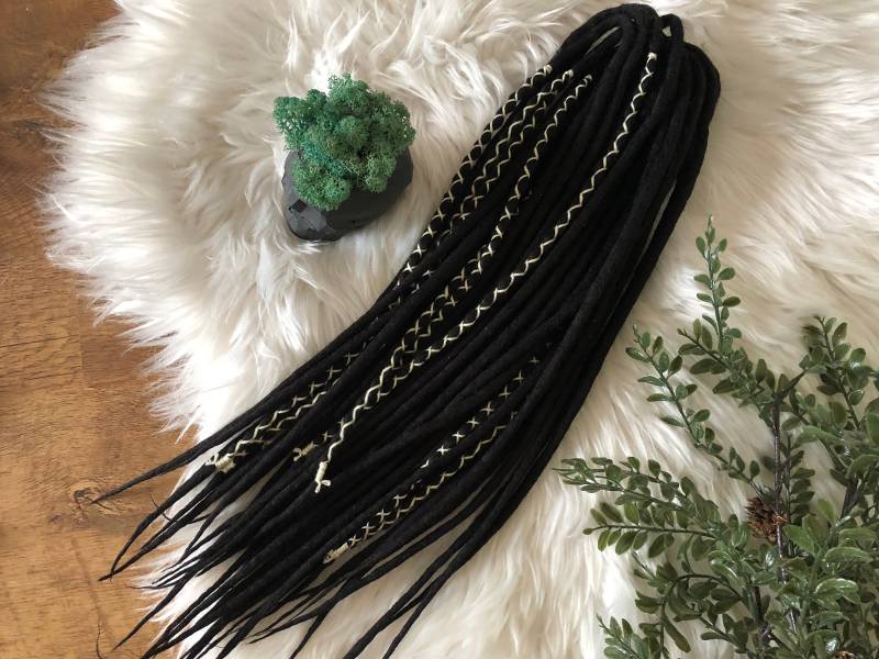 Wolldreadlocks Schwarz Double Ended Oder Single Weich Fake Merino Dreadlocks Set Geschenkgeschenk von HyggeDreads