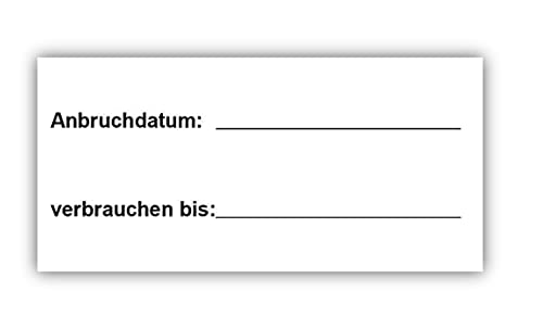 Etikett komplett AUFlösbar, Anbruch, 70x35mm auf einer Rolle (lose Rolle), 500 Label, wasserlöslich, selbstklebend, Kennzeichnung Boxen, Aufkleber, Haushaltsetiketten, Beschriftung von Hygiene-Netzwerk profiline