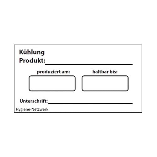 Hygiene-Netzwerk Etikett Kühlung | 70x35mm auf Einer Rolle (lose Rolle) | 500 Label | wasserlöslich | selbstklebend | Kennzeichnung Boxen | Aufkleber | Haushaltsetiketten | Beschriftung von Hygiene-Netzwerk