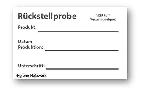 Hygiene-Netzwerk Etikett Rückstellprobe | 70x35mm auf Einer Rolle (lose Rolle) | 500 Label | wasserlöslich | selbstklebend | Kennzeichnung Behälter von Hygiene-Netzwerk