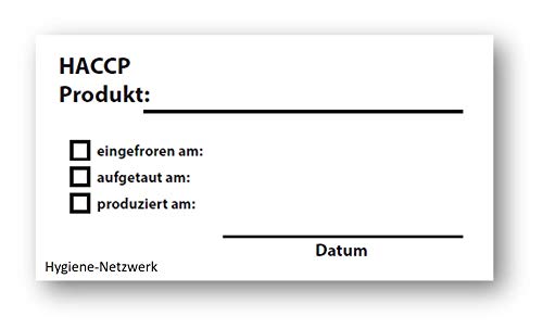 Hygiene-Netzwerk HACCP Etikett 63,5 mm x 38,1 mm komplett wasserlöslich (100 DinA4 Bögen mit je 21 Etiketten) von Hygiene-Netzwerk