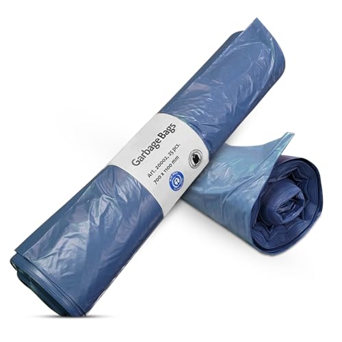 120 Liter Blauer zertifizierte LDPE-Müllsäcke – 25 Stück extrem reißfeste, robuste Müllsäcke, Stärke 27 mµ. Klimaneutralisierte, stabile blaue Müllbeutel – 700 x 1100 mm von Hygiene100