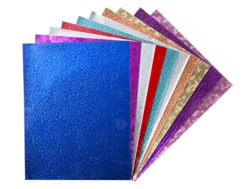 Hygloss Geprägtes Metallic-Folienpapier, 21,6 x 25,4 cm, 50 Blatt, verschiedene Farben und Designs, glänzendes Papier für Bastelarbeiten und Kartenherstellung von Hygloss