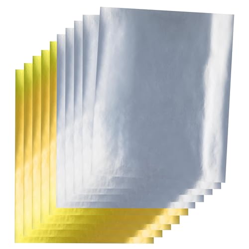 Hygloss Metallic-Folienpapier, 40 Blatt, Gold- und Silber-Glanzpapier, 21,6 x 27,9 cm, ideales Folienpapier zum Basteln, glänzende Bastelpapierbögen von Hygloss