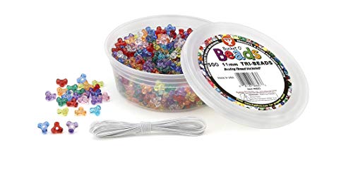 Hygloss Products 6803 Bucket O'Beads Class Economy 1000 Tri-Perlen Dreierperlen (11 mm) 500 Pcs von Hygloss