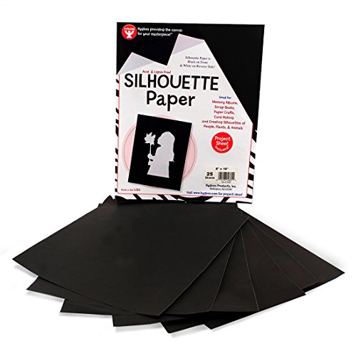 Hygloss Products Schwarzes Silhouettenpapier – Transparentpapier, Hochformat, Zeichnen, Bastelpapier, 20,3 x 25,4 cm, 25 Blatt von Hygloss