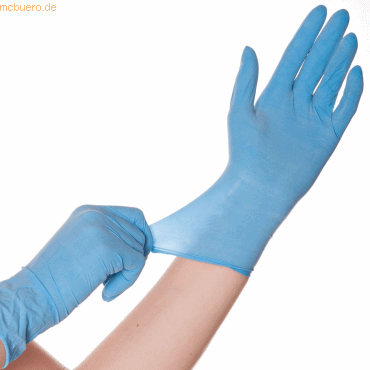 10 x HygoStar Latex-Handschuh Skin gepudert XL 24cm blau VE=100 Stück von HygoStar