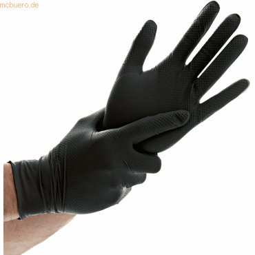 10 x HygoStar Nitril-Handschuh Power Grip puderfrei S 24cm schwarz VE= von HygoStar