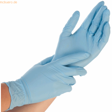 10 x Hygonorm Nitril-Handschuh Allfood Safe puderfrei M 24cm blau VE=2 von Hygonorm