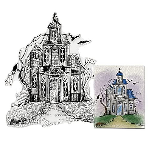 Halloween Big Horrible House Clear Stamps for Card Making Scrapbooking Crafting DIY Dekorationen, Hintergrund Transparent Silikon Siegel Stempel for Embossing Album Crafts von Hying