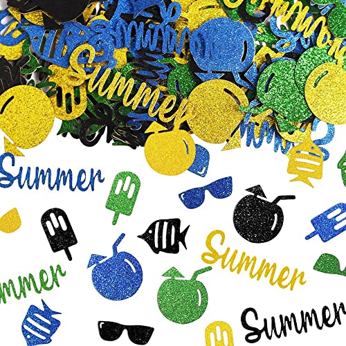 Hying 200 Stück Sommer Konfetti Dekorationen für Tisch, Sommer Eis Pailletten Glitzer Gelb Blau Tischkonfetti Meeresfische Sonnenbrille Papier Konfetti Dekoration für Sommer Urlaub Strand Party Gastgeschenke von Hying